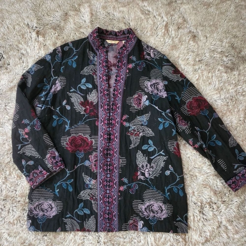 Vintage Laura Ashley Floral Brocade Lightweight Jacket‎ Women's Size Large